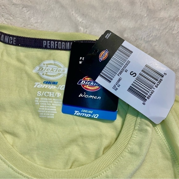 NWT Dickies Tee Small Neon Yellow Lime Performance Workwear Short Sleeves Cute! - Picture 5 of 11